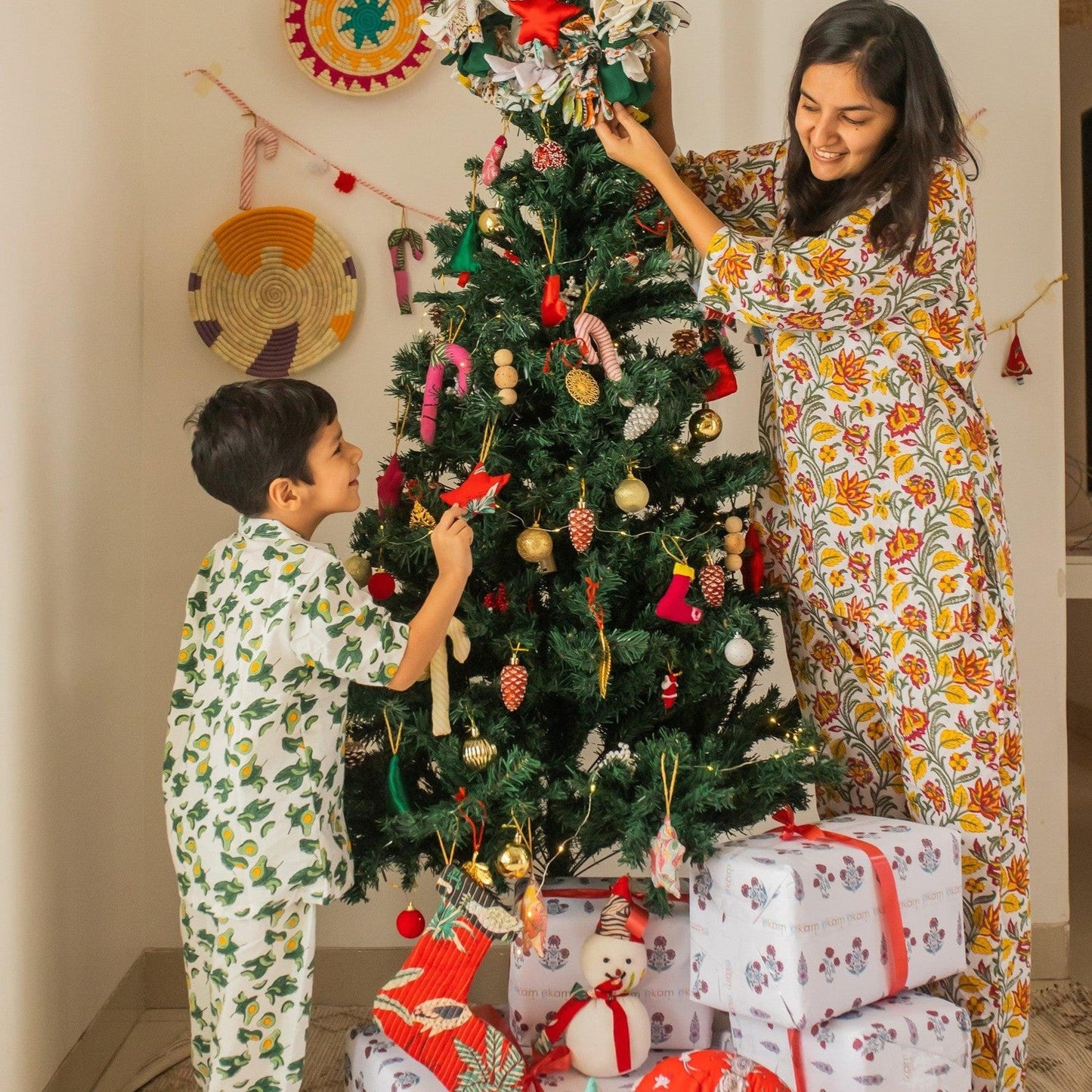 Zero Waste Mini Tree Christmas Ornament Set of 2-Ornaments-House of Ekam