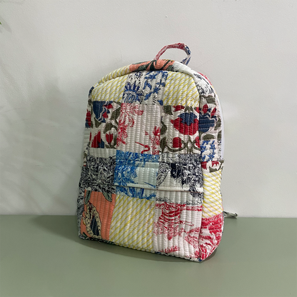 White Colorful Patchwork Backpack