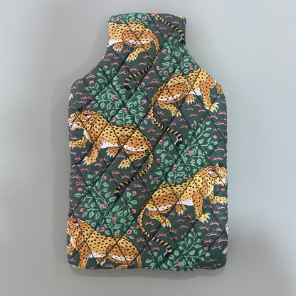 Green Tiger Floral Hot Water Bag Cover