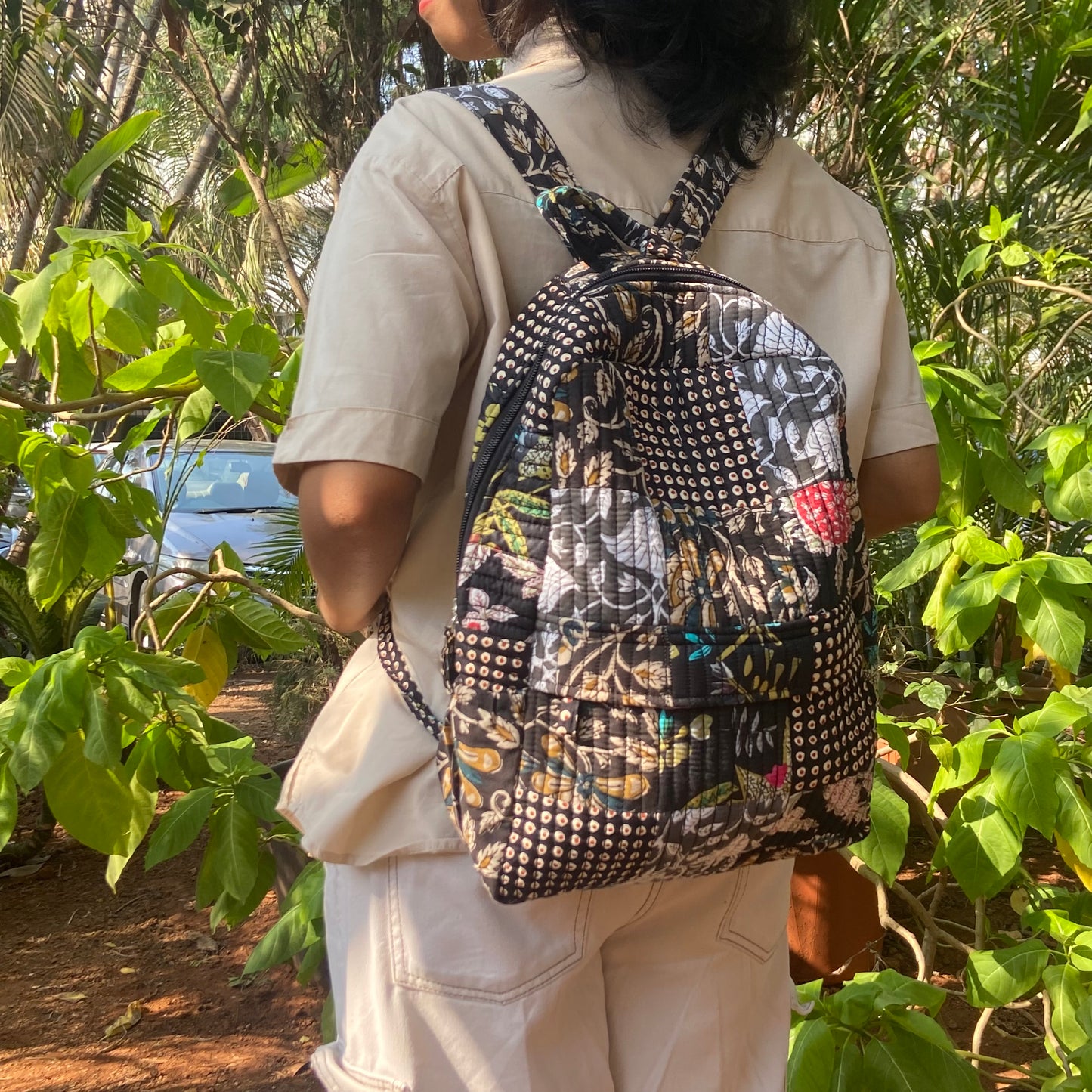 Black and White Patchwork Backpack