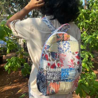 White Colorful Patchwork Backpack