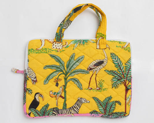 Yellow Tropical Safari Laptop Sleeve with Handle