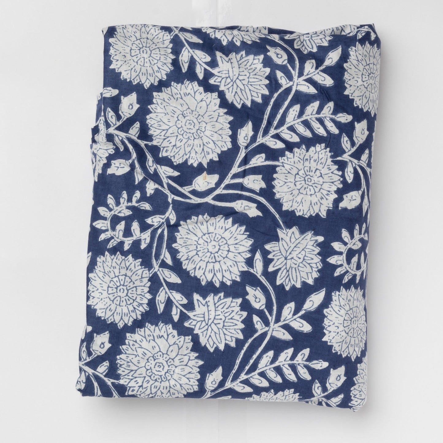 Blue Leela Floral Screenprinted Cotton Fabric