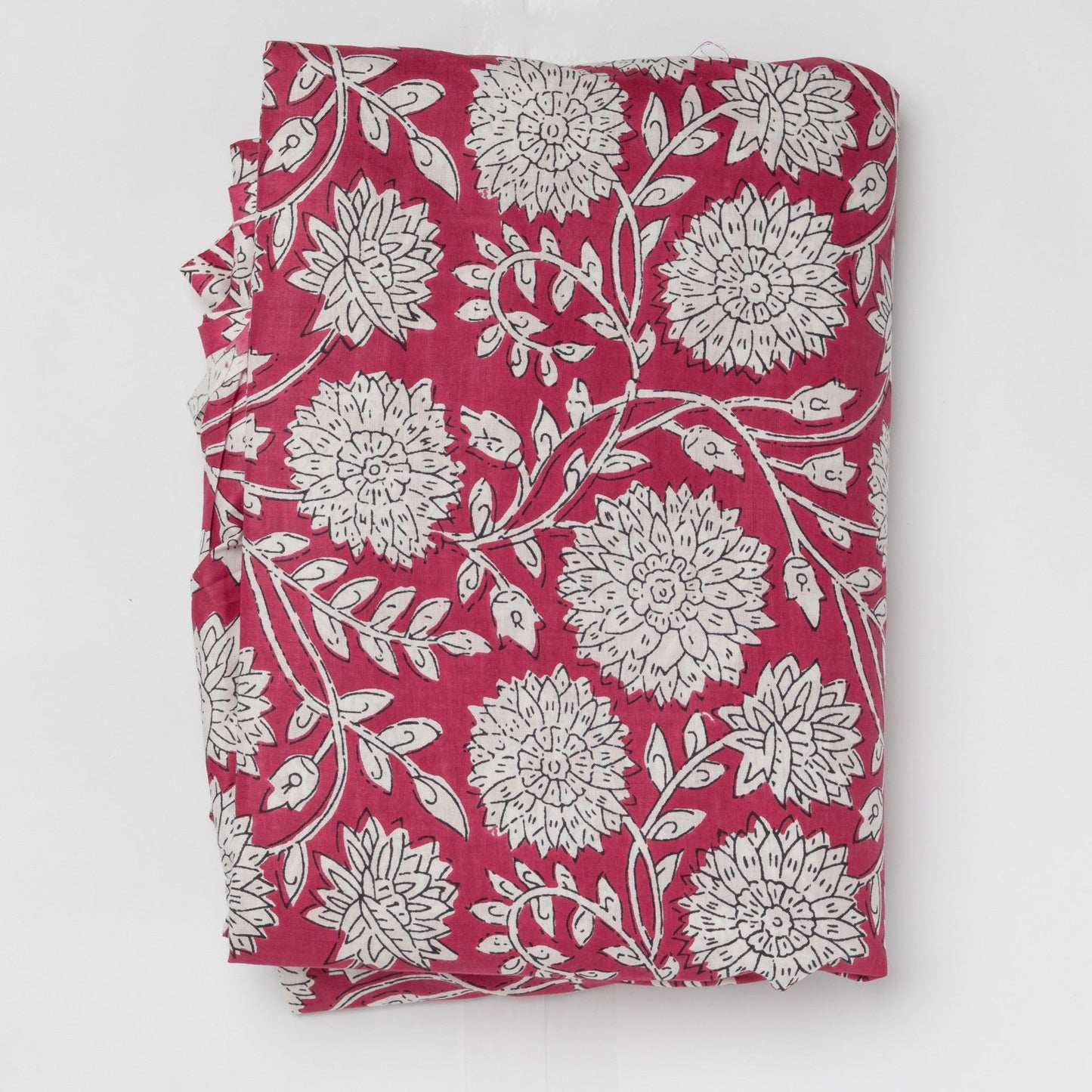 Pink Leela Floral Screenprinted Cotton Fabric