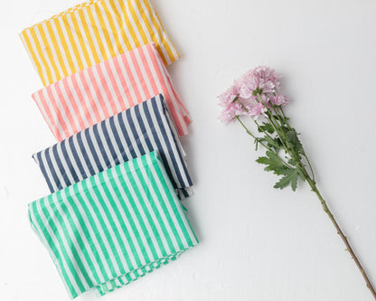 Pink Stripe Screenprinted Cotton Fabric