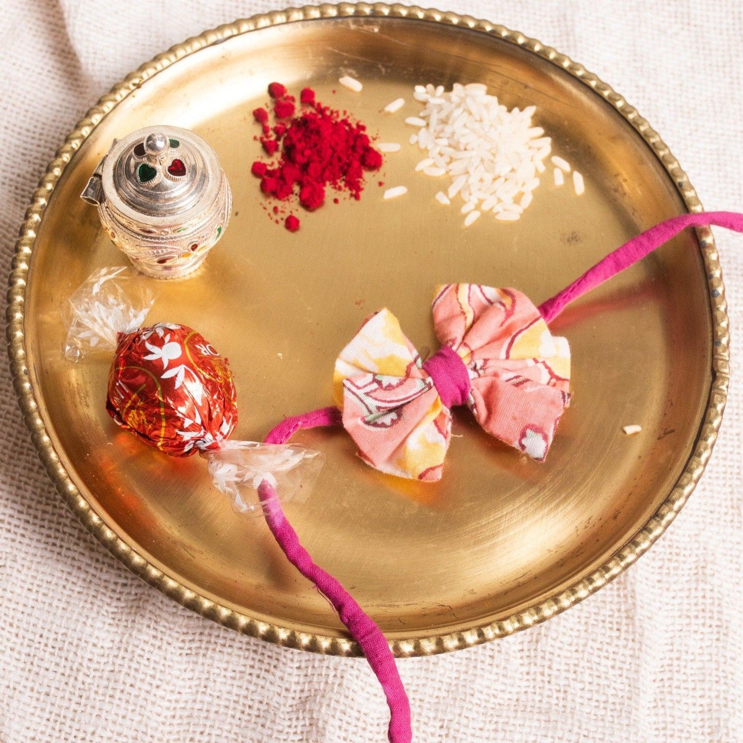 Zero Waste Pink Bow Rakhi-Rakhis-House of Ekam