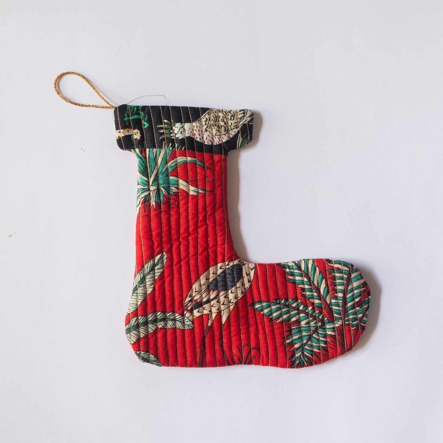 Zero Waste Red Tropical Christmas Stocking-Stockings-House of Ekam