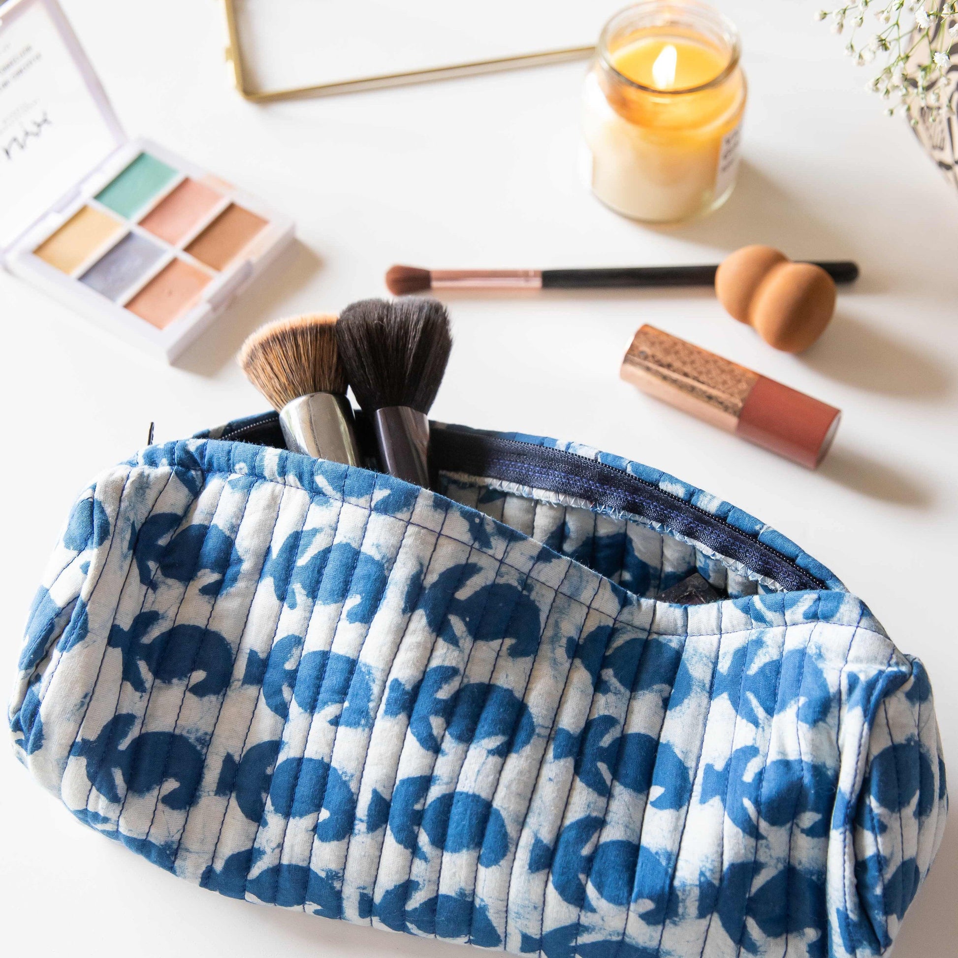 Assorted Indigo Pouches Set of 2-Pouches-House of Ekam