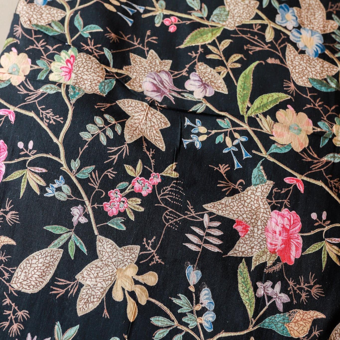 Black Floral Paradise Cotton Fabric-fabric-House of Ekam