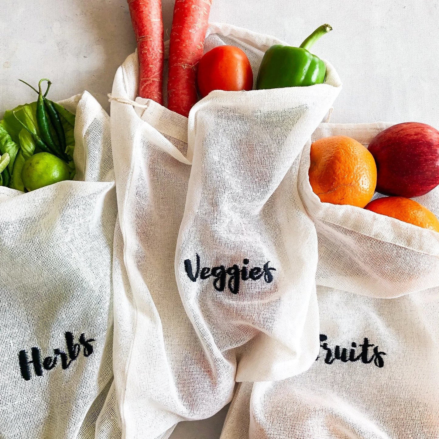 Cotton Reusable Embroidered Grocery Bags-Bags-House of Ekam