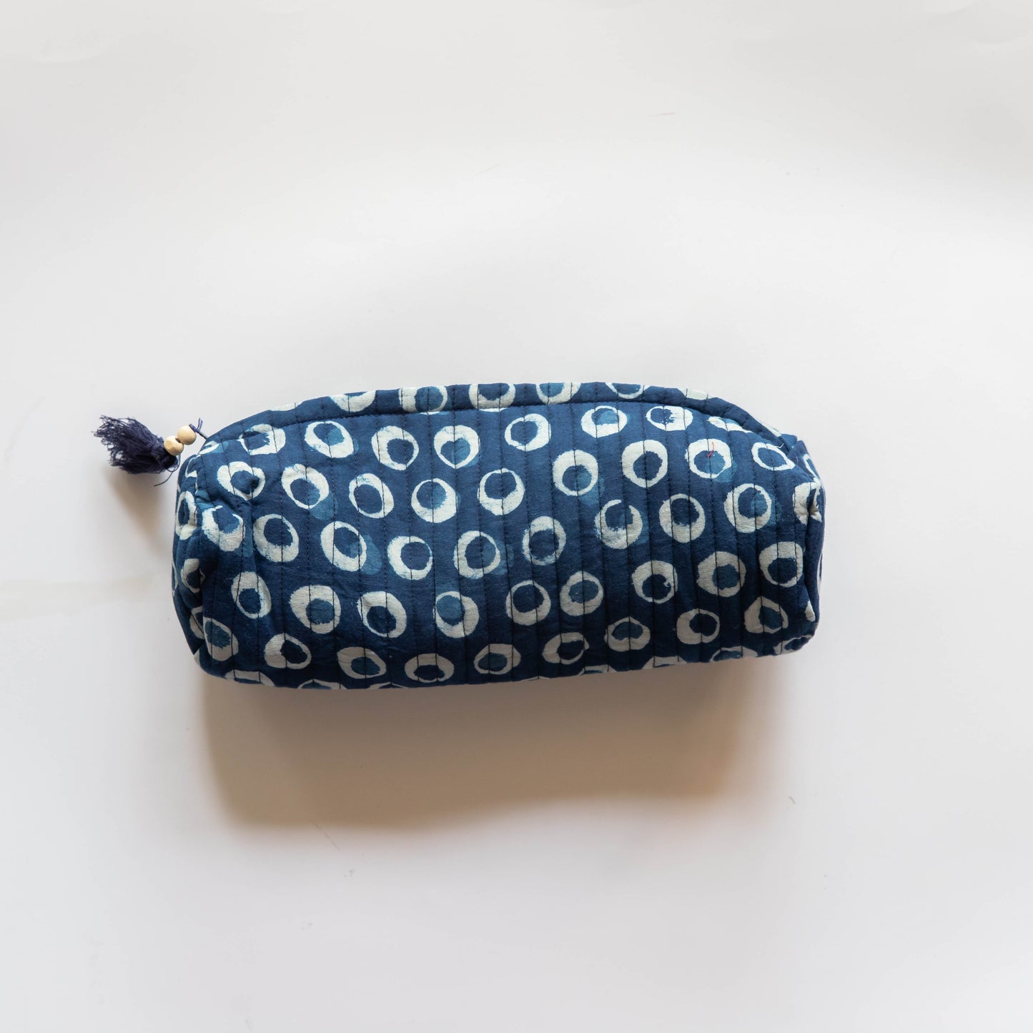 Indigo Dabu Polka Pouch Set of 2-Pouches-House of Ekam