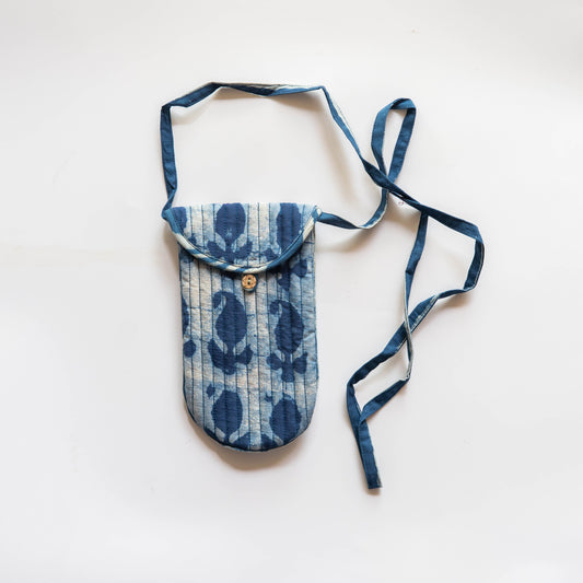 Indigo Paisley Hand Block Printed Phone Sling-Phone Sling-House of Ekam