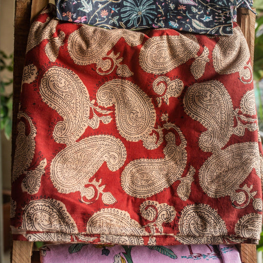 The Indian Paisley Hand Screenprinted Cotton Fabric-fabric-House of Ekam