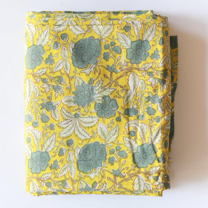 Yellow Sunshine Blockprint Cotton Fabric-fabric-House of Ekam